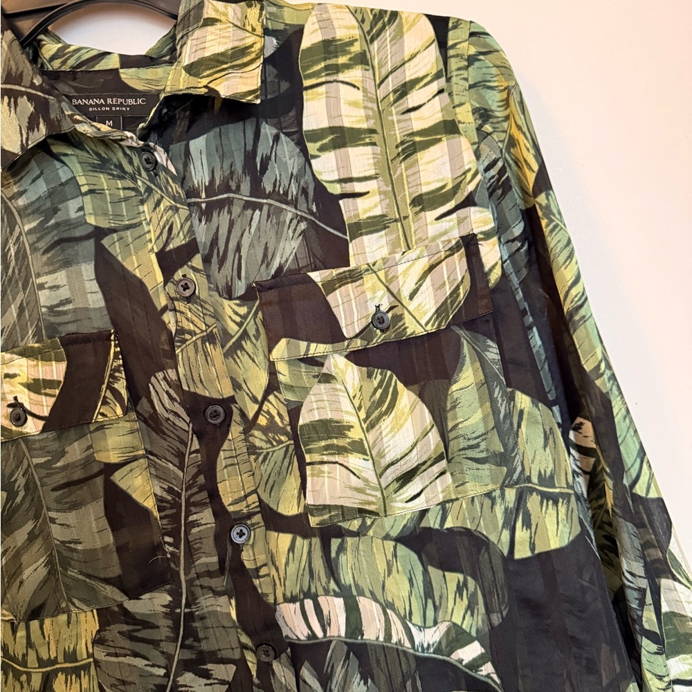 Banana Republic Multicolor Leaf Pattern Shirt - image 3
